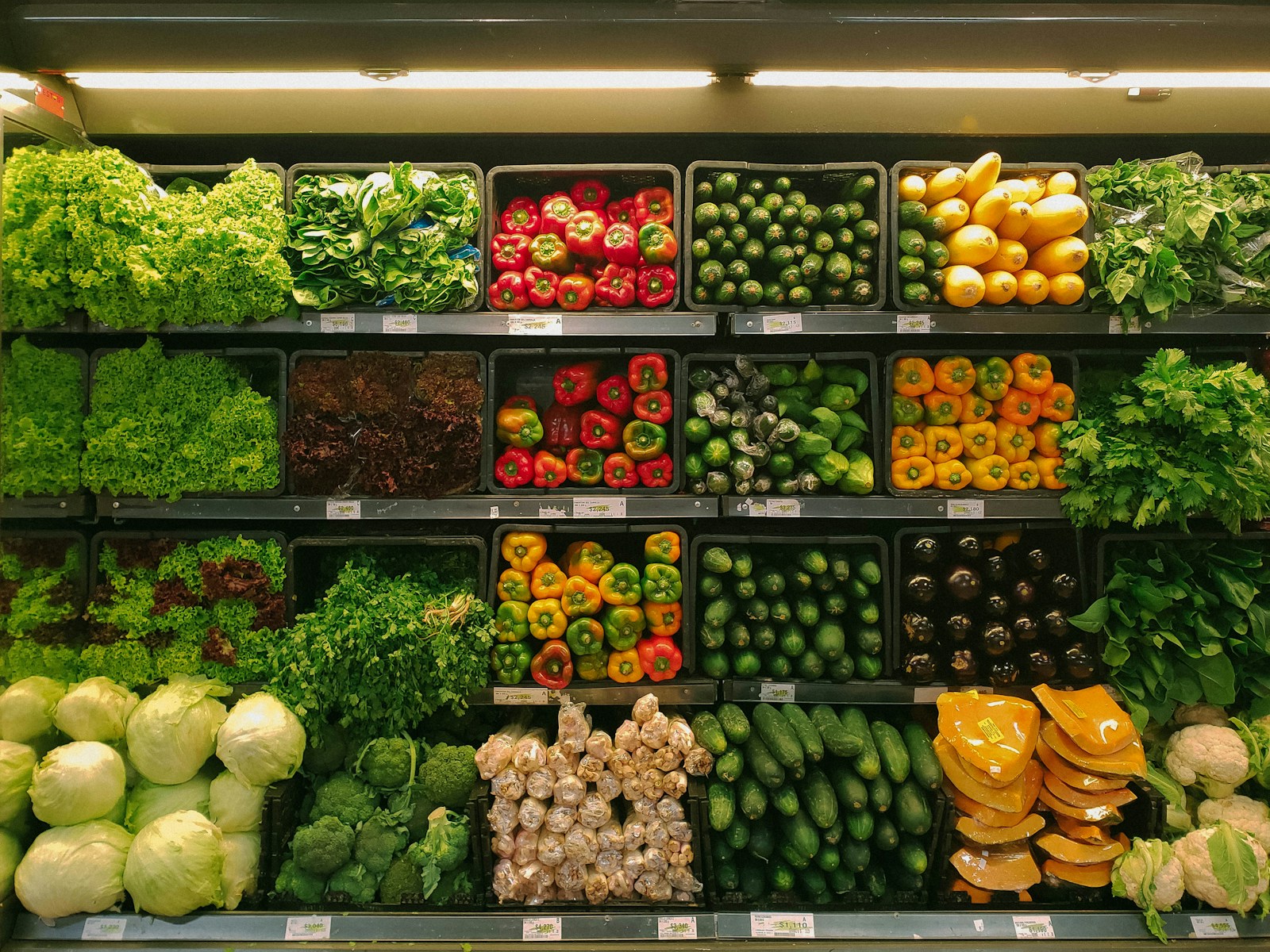 Illustrative colorful produce display in a grocery store